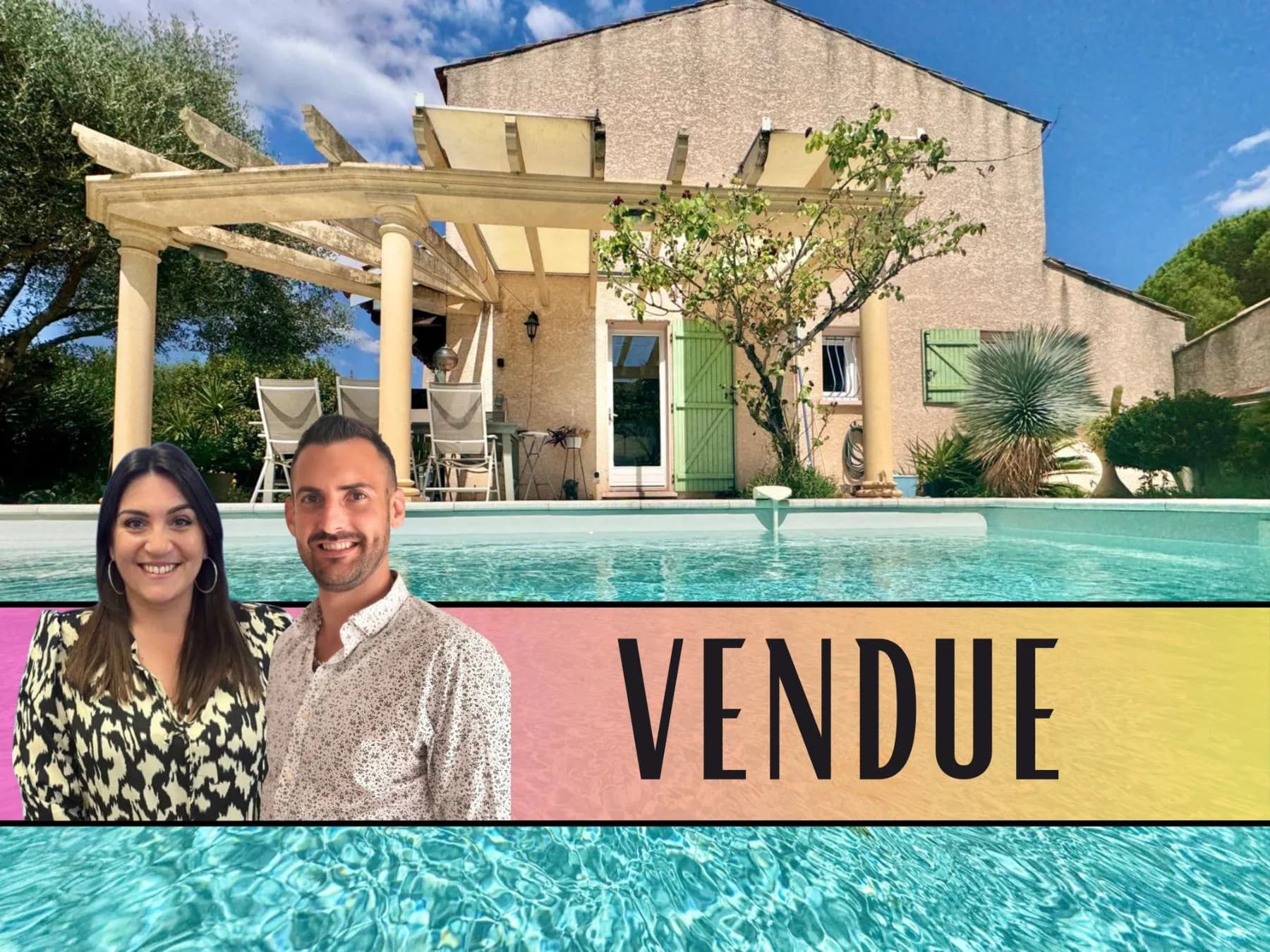 Maison à SAINT-JEAN-DE-VEDAS - Maison 107 m², 3 chambres, 450 m² de terrain, piscine, garage, au calme, sans vis-à-vis, panneaux solaires - Girard-Clérel Immobilier